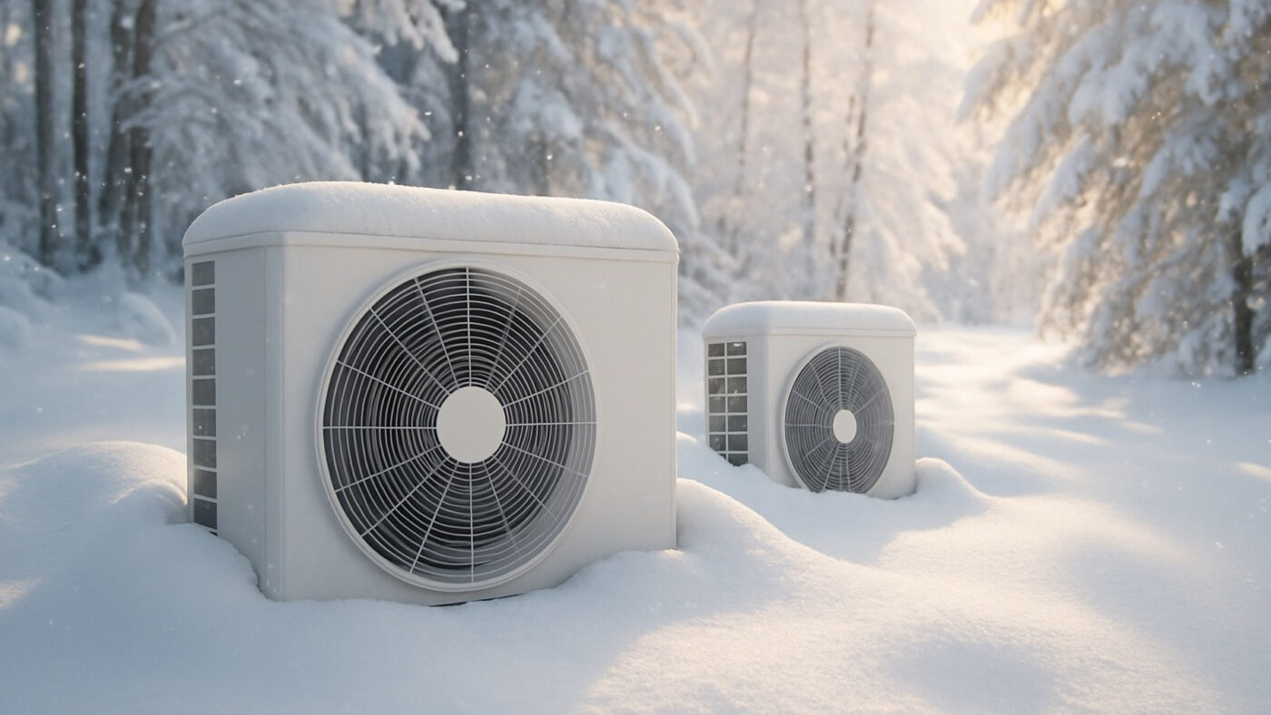 Air Conditioning Heat-Pump in Snow... for Heating in Winter